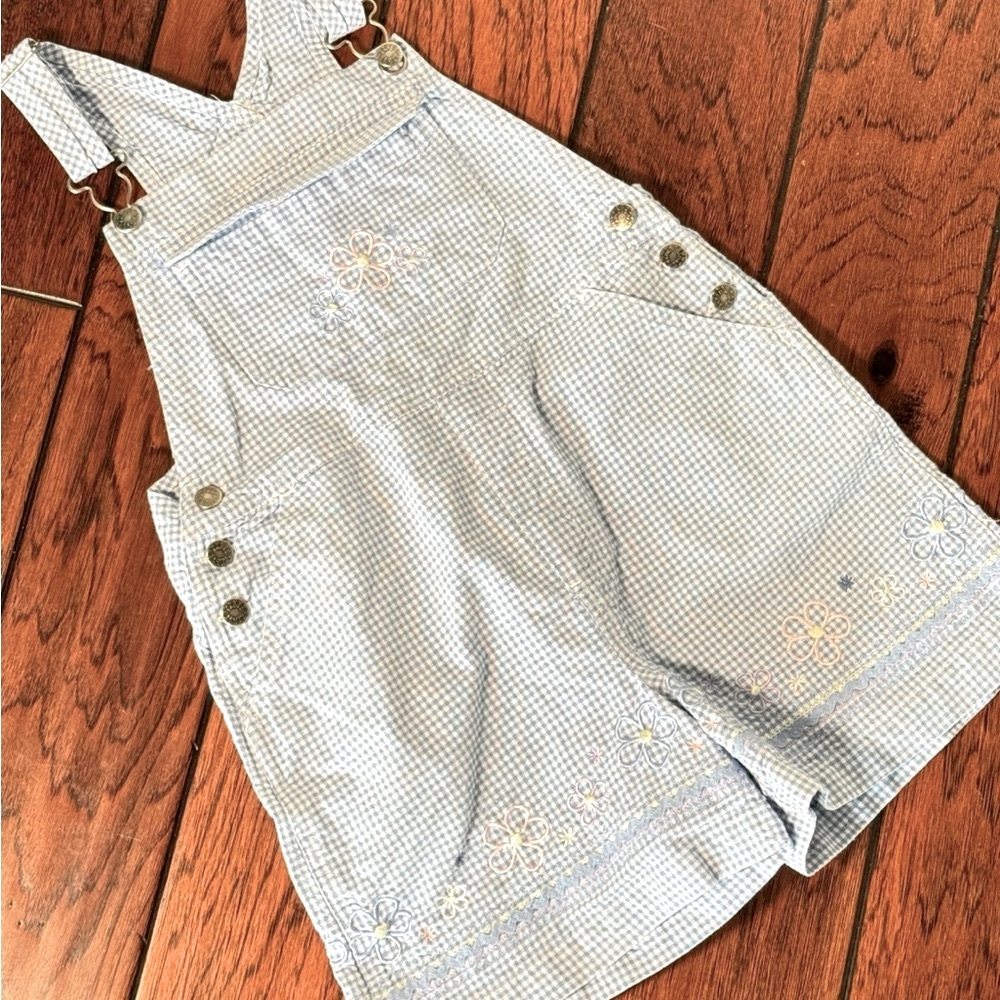 🐳 Faded Glory Vintage Overalls with Floral Embroidery, 7-8